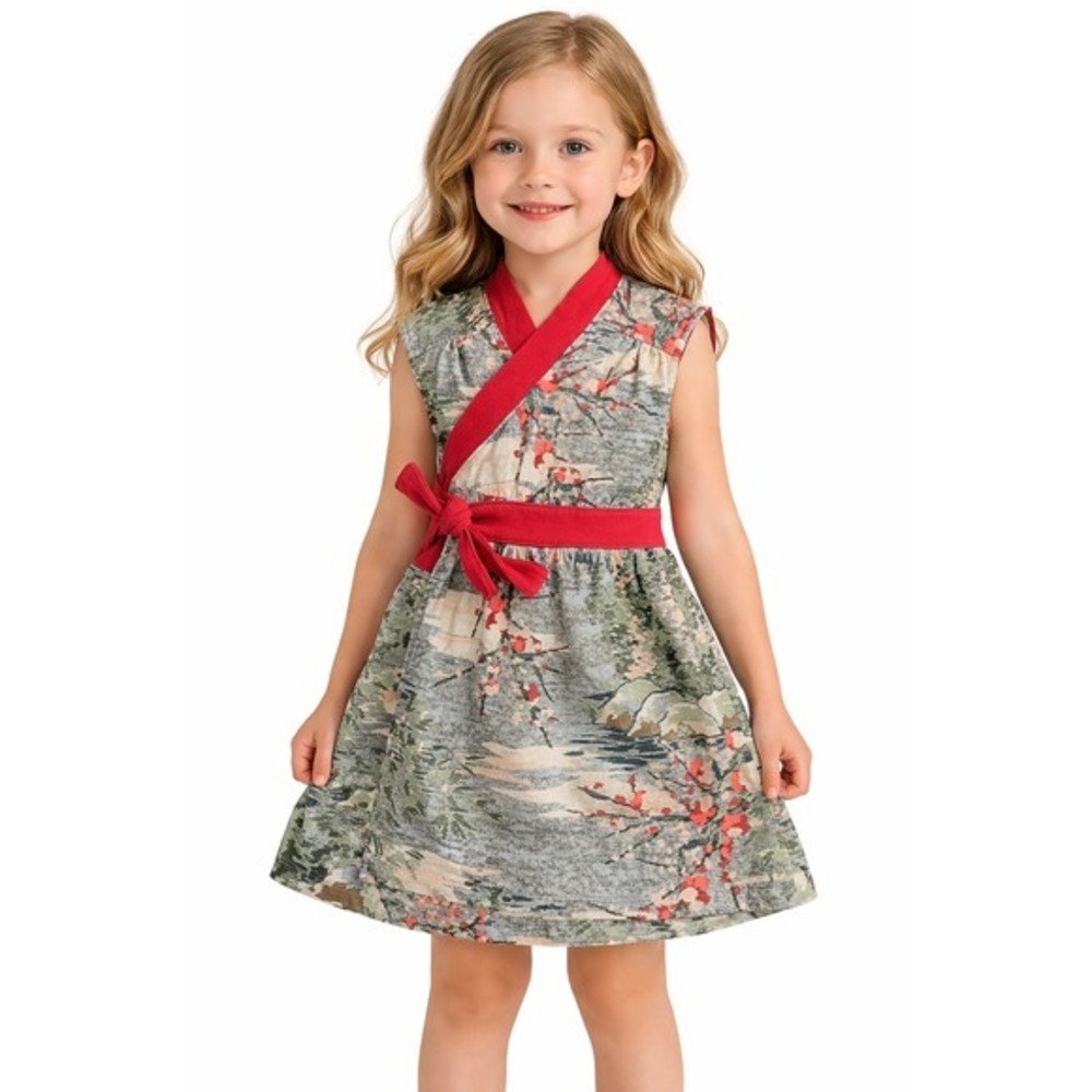 Tea Collection Ato Wrap Dress Little Girls Size 6